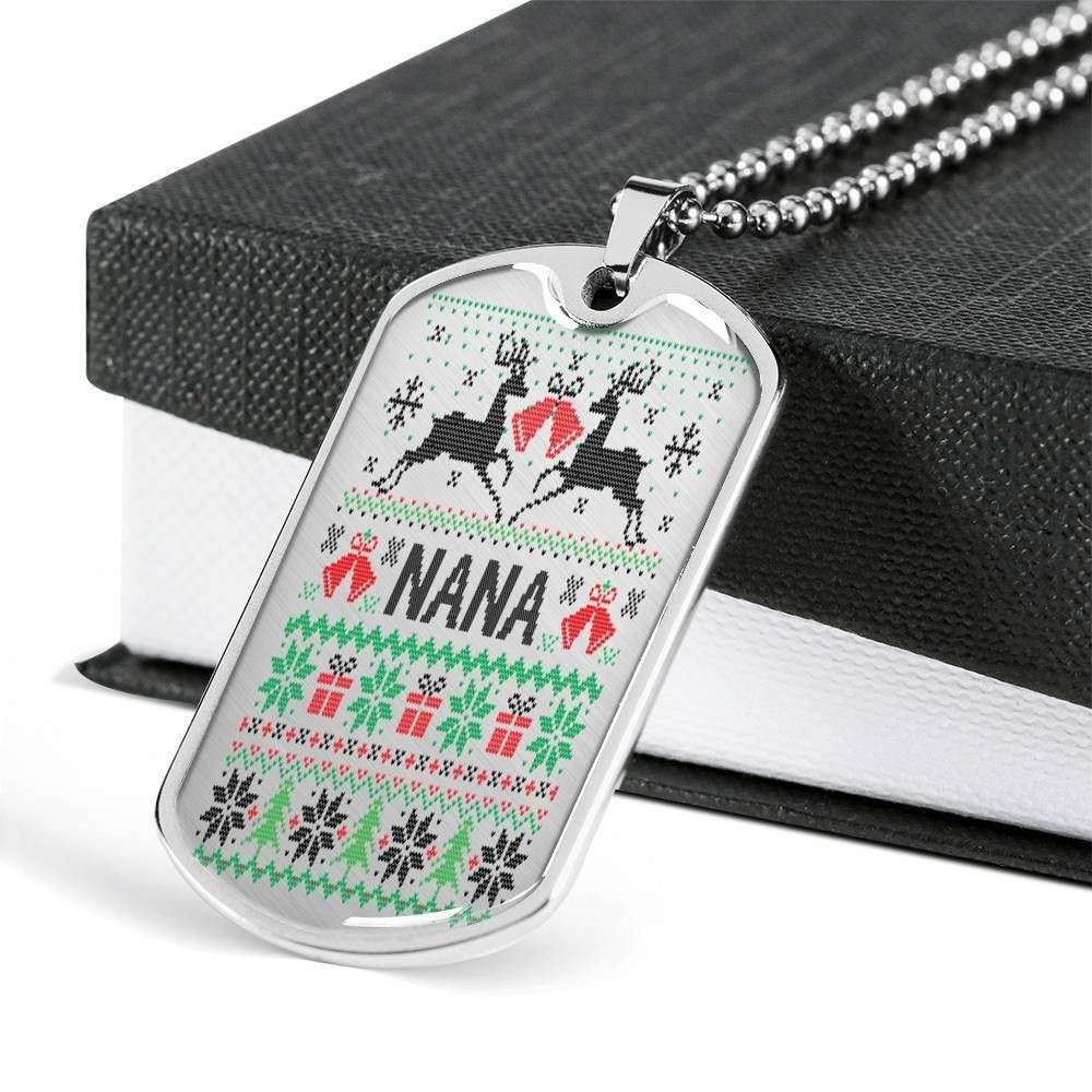 Nana Dog Tag, Custom Picture Merry Christmas Dog Tag Military Chain Necklace For Nana Dog Tag Rakva