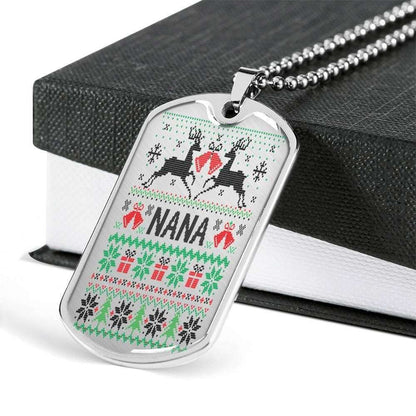 Nana Dog Tag, Custom Picture Merry Christmas Dog Tag Military Chain Necklace For Nana Dog Tag Rakva