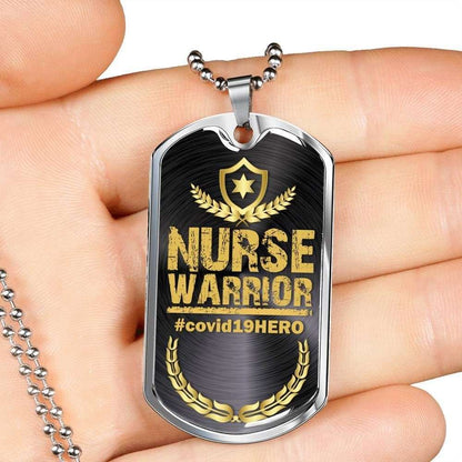 Nurse Dog Tag, Custom Picture Nurse Warrior Dog Tag Military Chain Necklace For Nurse Dog Tag Rakva