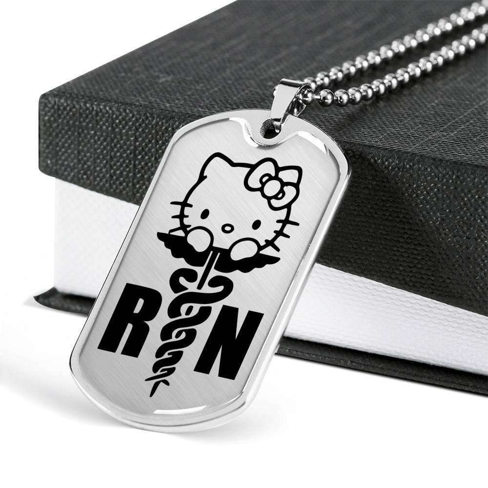 Nurse Dog Tag, Custom Picture Registered Nurse Kitty Dog Tag Military Chain Necklace For Men Dog Tag Rakva