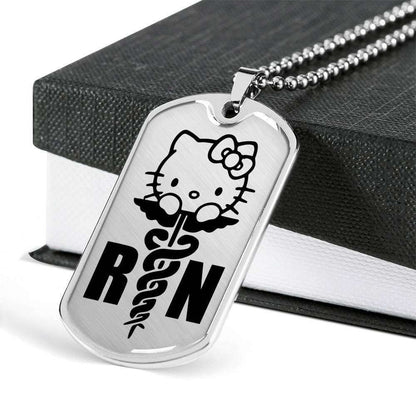 Nurse Dog Tag, Custom Picture Registered Nurse Kitty Dog Tag Military Chain Necklace For Men Dog Tag Rakva
