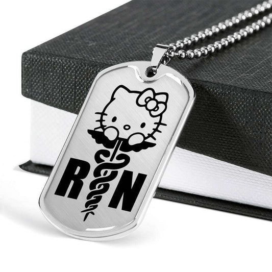 Nurse Dog Tag, Custom Picture Registered Nurse Kitty Dog Tag Military Chain Necklace For Men Dog Tag Rakva