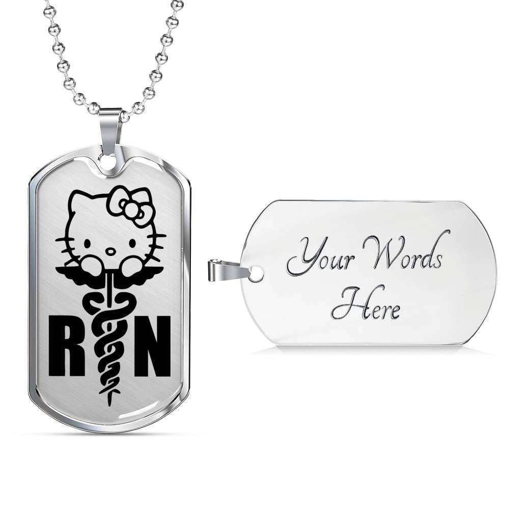 Nurse Dog Tag, Custom Picture Registered Nurse Kitty Dog Tag Military Chain Necklace For Men Dog Tag Rakva