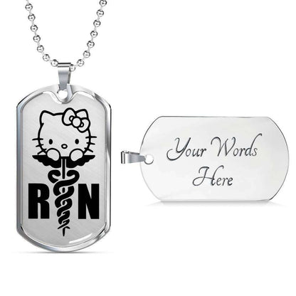 Nurse Dog Tag, Custom Picture Registered Nurse Kitty Dog Tag Military Chain Necklace For Men Dog Tag Rakva