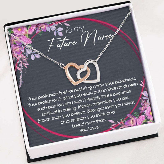 Nurse Necklace “ Future Nurse Gift “ Interlocking Hearts “ Necklace With Gift Box For Birthday Christmas Rakva