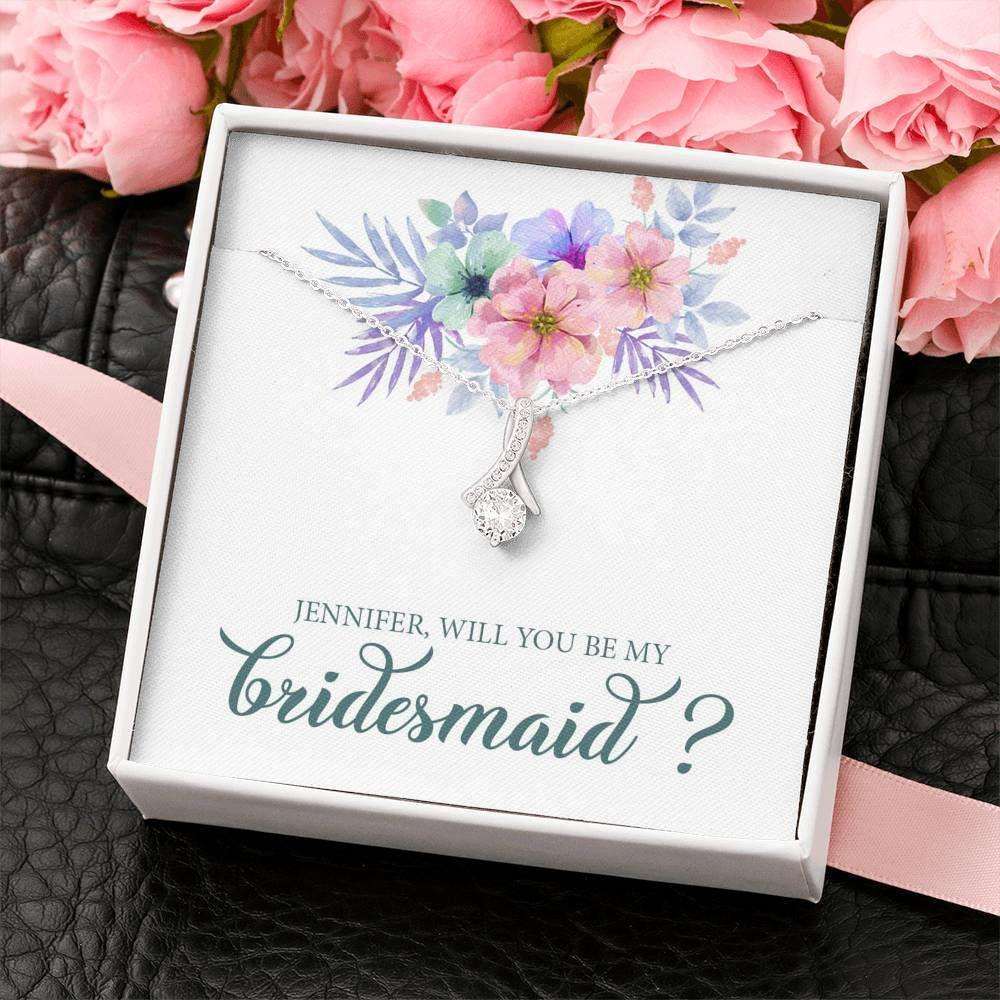 Personalized Bridesmaid Proposal Gift Necklace, Will You Be My Bridesmaid Wedding Gift, Custom Name Necklace Gifts For Friend Rakva