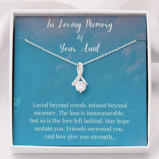 Petit Ribbon Necklace, In Loving Memory Of Your Aunt Necklace, Memorial Gifts For Loss Of An Aunt Gift Rakva