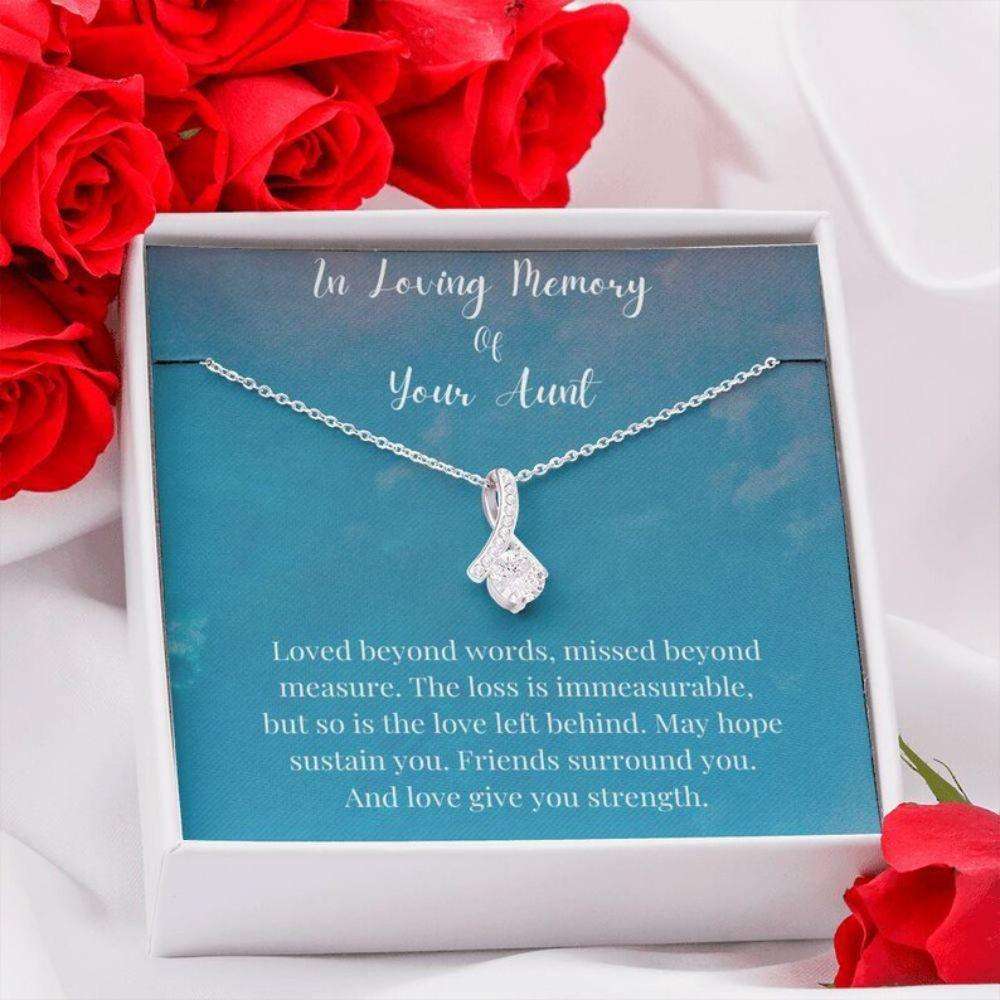 Petit Ribbon Necklace, In Loving Memory Of Your Aunt Necklace, Memorial Gifts For Loss Of An Aunt Gift Rakva