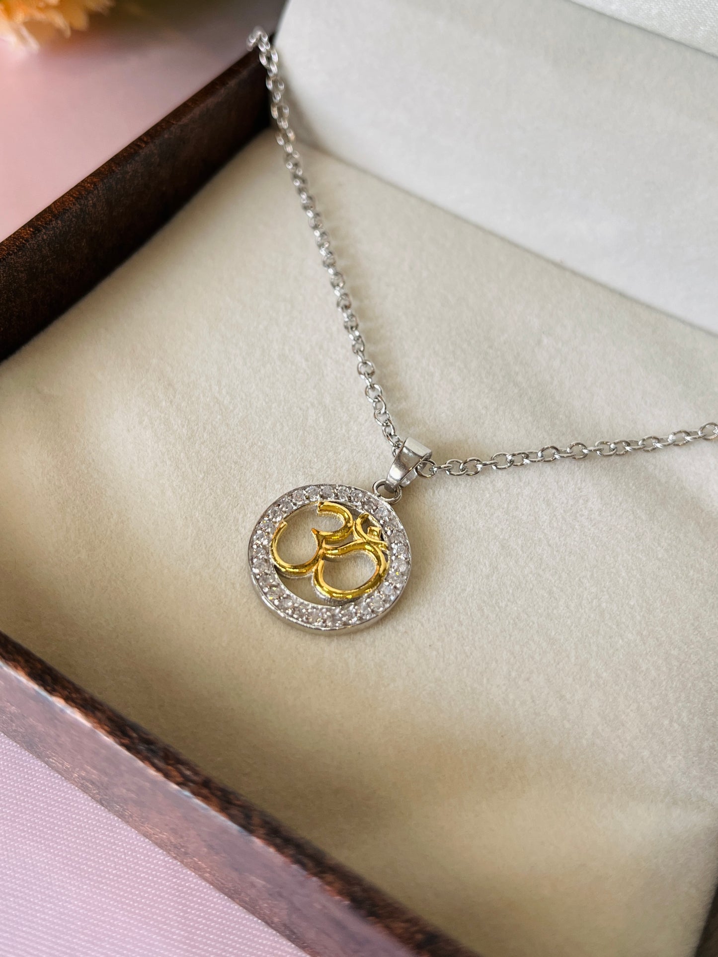 Om 925 Sterling Silver Pendant Necklace with Chain – Spiritual Jewelry | Rakva