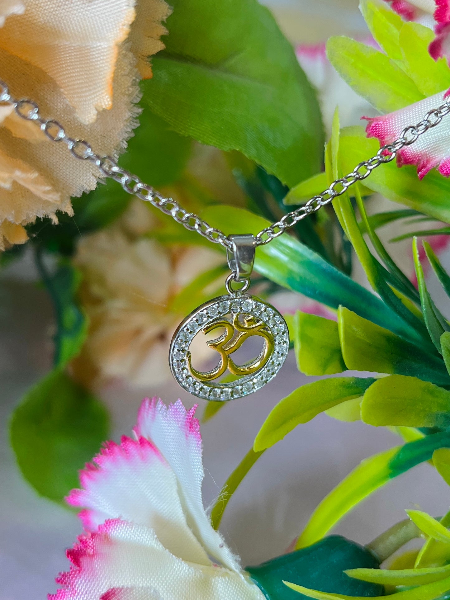 Om 925 Sterling Silver Pendant Necklace with Chain – Spiritual Jewelry | Rakva