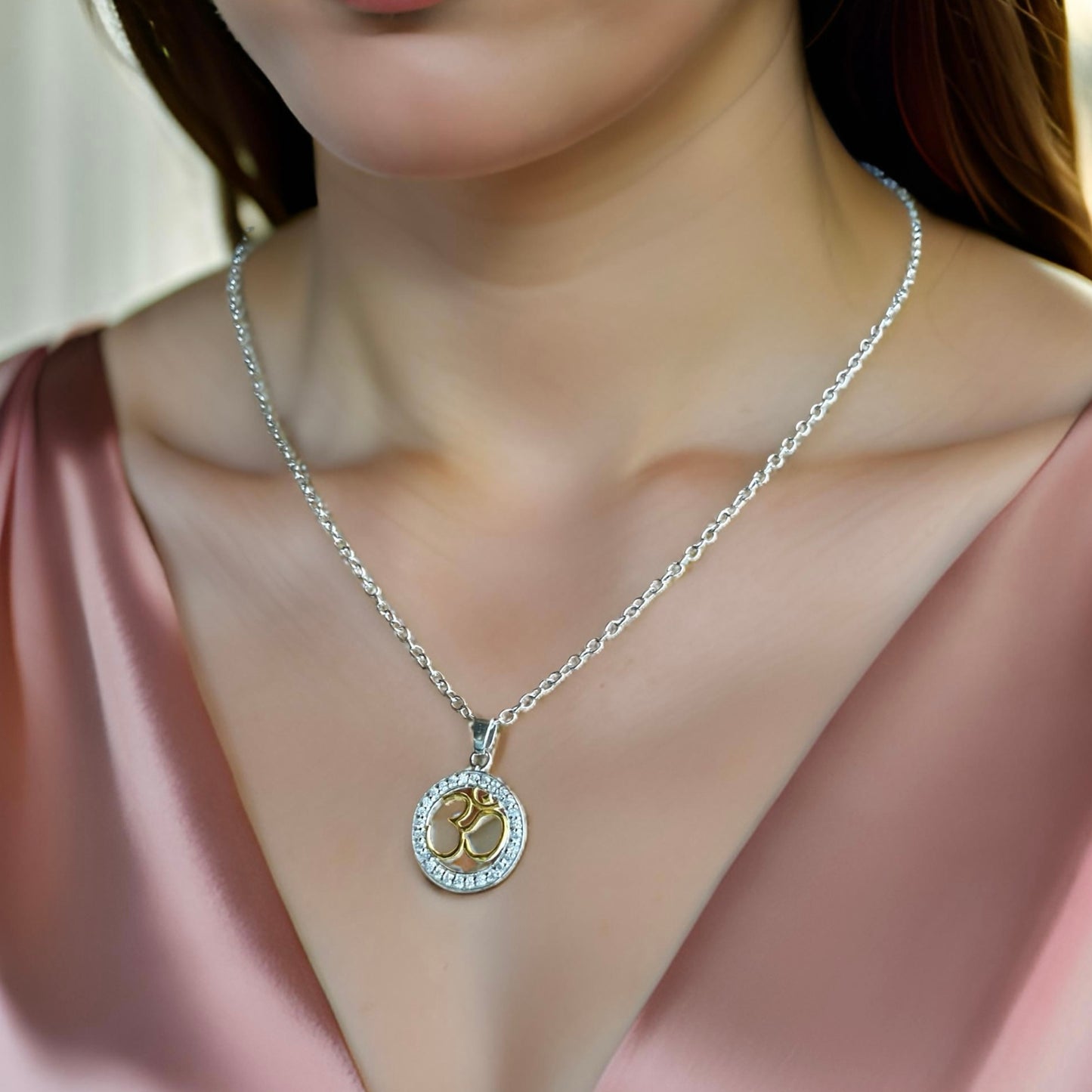 Om 925 Sterling Silver Pendant Necklace with Chain – Spiritual Jewelry | Rakva