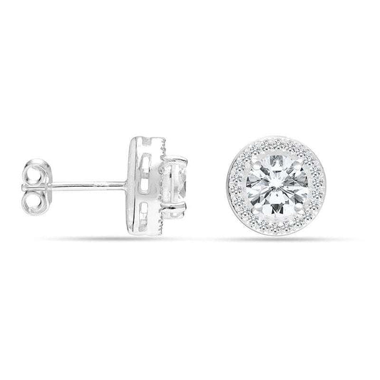 Radiant Beauty: 925 Sterling Silver Brilliant Round Halo Earrings Studs for Teen Women For Self Rakva