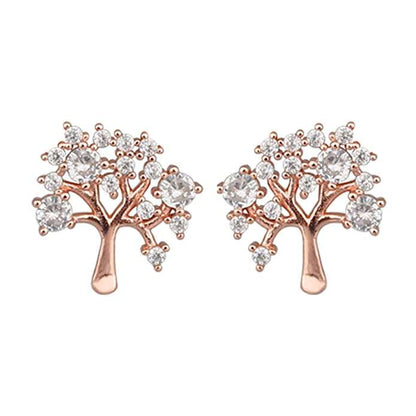 Rakva 925 Sterling Rose Gold Tree Of Life Earrings Women & Girls | With Certificate Of Authenticity For Self Rakva