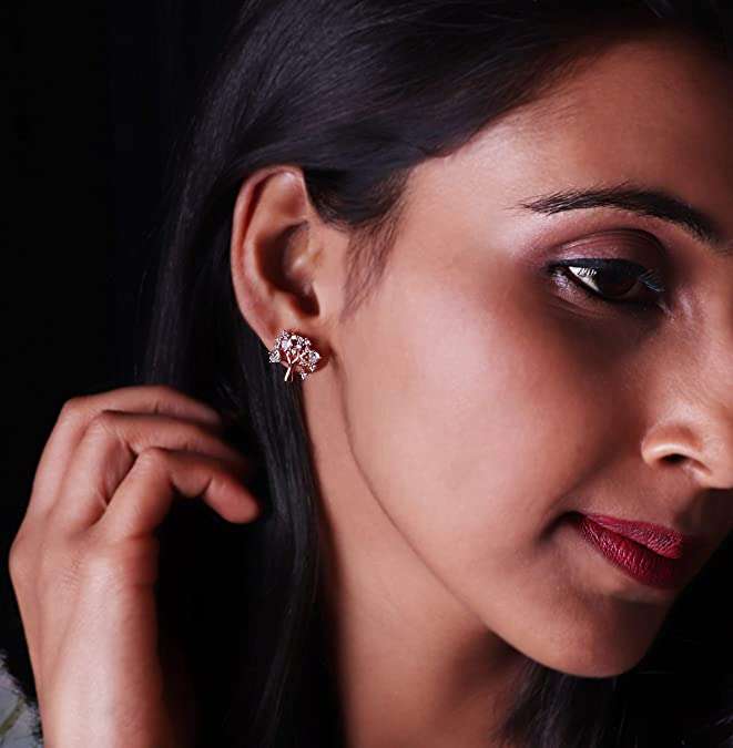 Rakva 925 Sterling Rose Gold Tree Of Life Earrings Women & Girls | With Certificate Of Authenticity For Self Rakva