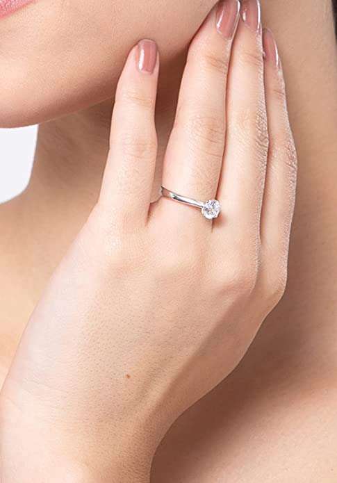 Rakva Couple Zirconia 92.5 Sterling Silver Round Solitaire Rings Gift For Male And Female For Self Rakva