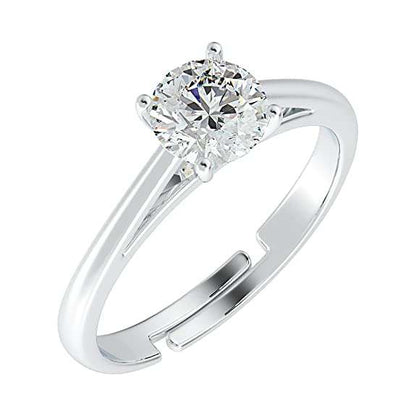 Rakva Couple Zirconia 92.5 Sterling Silver Round Solitaire Rings Gift For Male And Female For Self Rakva