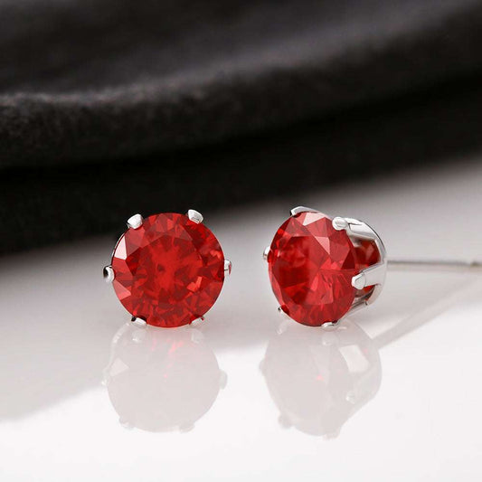 Red Cubic Zirconia Earrings Rakva