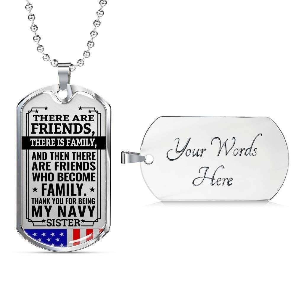 Sister Dog Tag, Custom Picture Thank You For Being My Navy Sister Dog Tag Military Chain Necklace Gifts For Friend Rakva