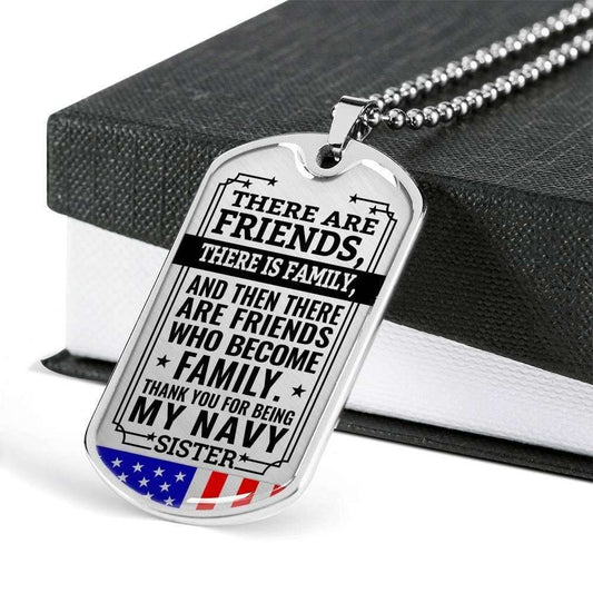 Sister Dog Tag, Thank You For Being My Navy Sister Dog Tag Military Chain Necklace Gifts For Friend Rakva
