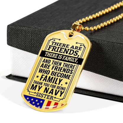 Sister Dog Tag, Thank You For Being My Navy Sister Dog Tag Military Chain Necklace Gifts For Friend Rakva