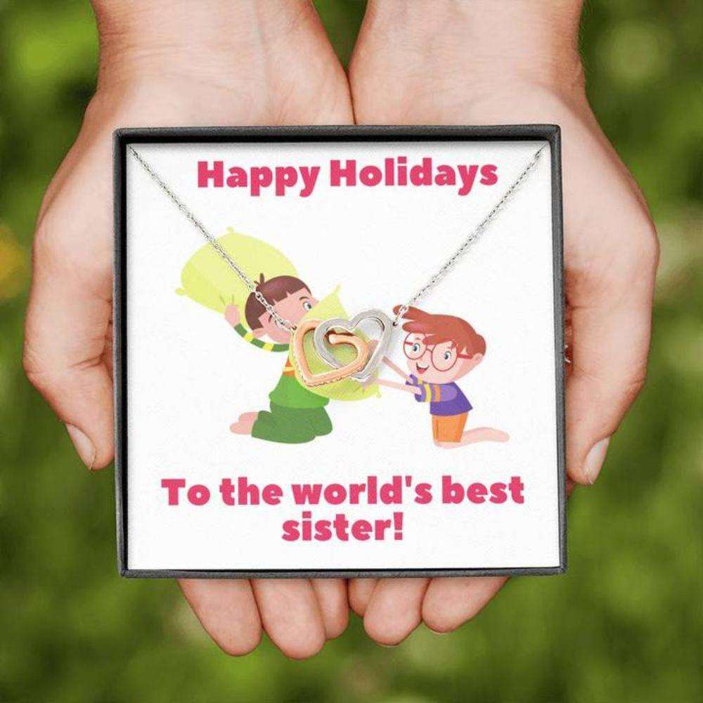 Sister Necklace “ Gift To Sister “ Necklace With Message Card Sister Pillow Fight Gifts for Sister Rakva