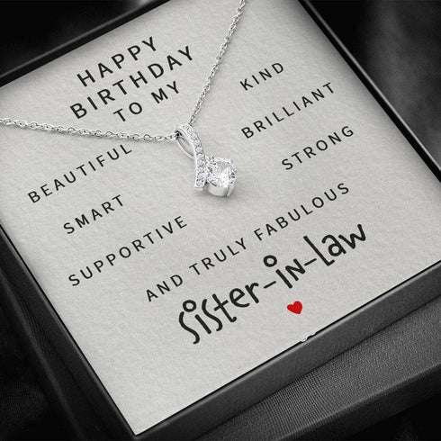 Sister Necklace, Happy Birthday Fabulous Sister-In-Law “ Alluring Beauty Necklace Gifts For Friend Rakva