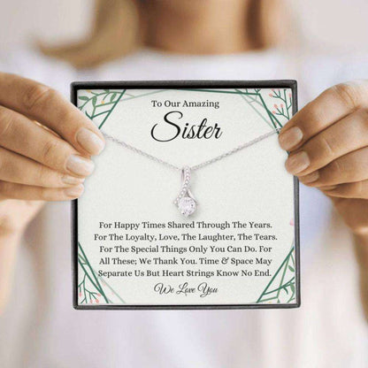 Sister Necklace, Petit Ribbon Necklace Gift To Our Sister Birthday Gift To Sister From Siblings Gift Necklace Rakva