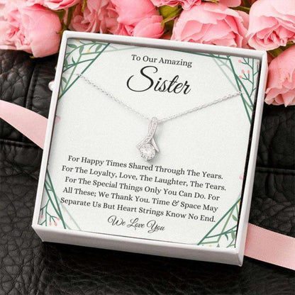 Sister Necklace, Petit Ribbon Necklace Gift To Our Sister Birthday Gift To Sister From Siblings Gift Necklace Rakva