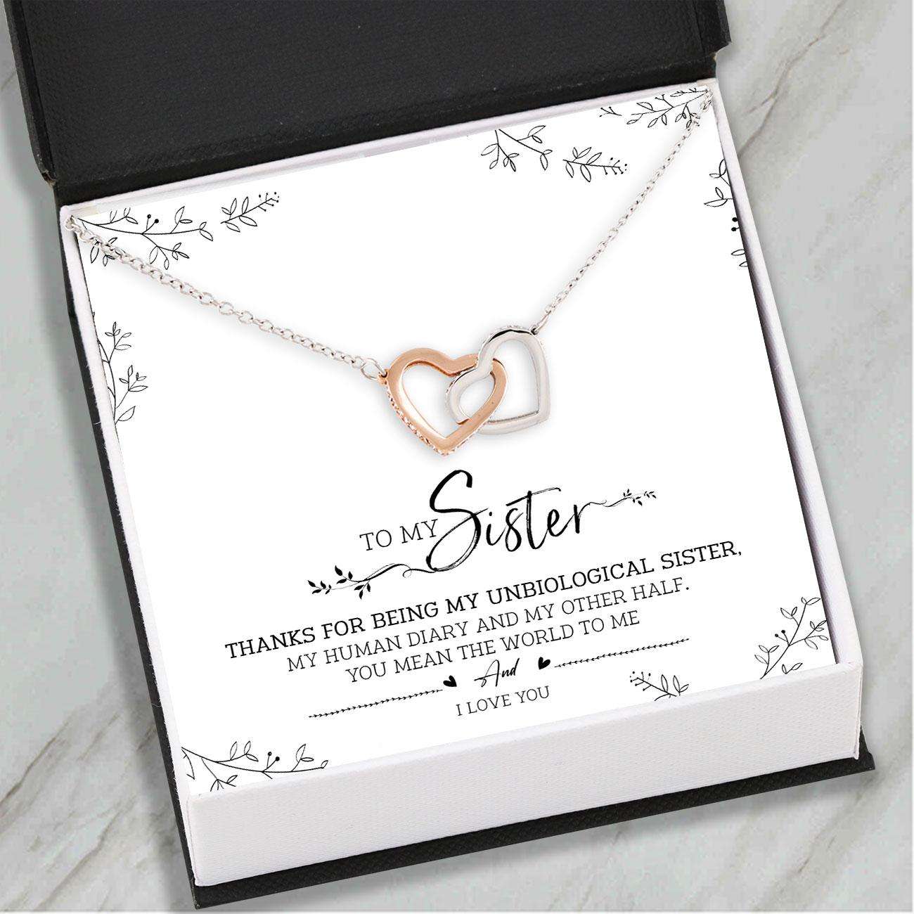 Sister Necklace, Sister Gifts “ To My Sister Necklace “ Interlocking Hearts Necklace “ Gift For Anniversary Birthday V1 Gifts For Friend Rakva