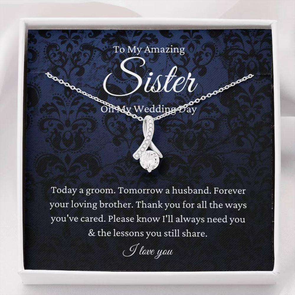Sister Necklace, Sister Of The Groom Necklace Gift From Groom, Brother To Sister Wedding Gift Rakva