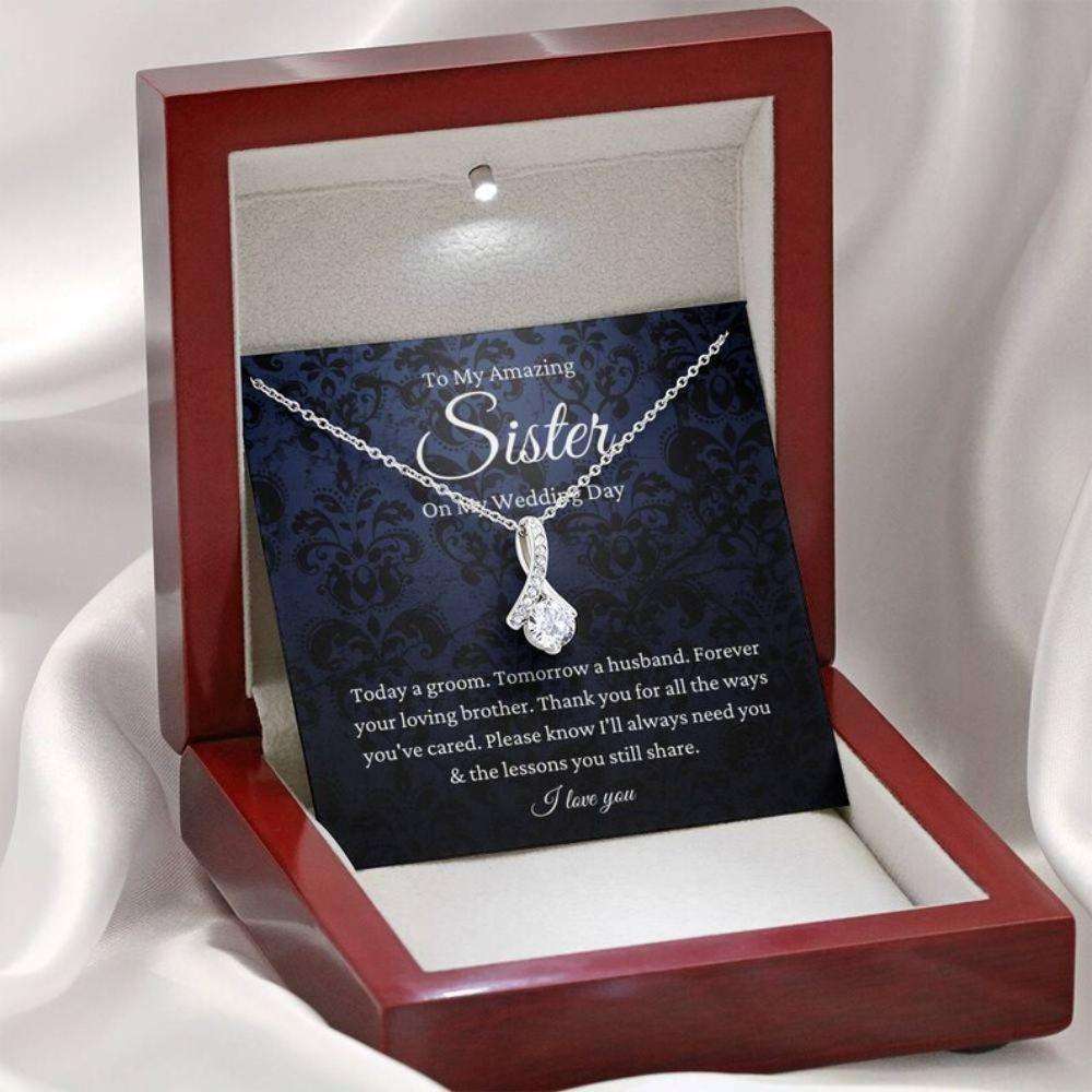 Sister Necklace, Sister Of The Groom Necklace Gift From Groom, Brother To Sister Wedding Gift Rakva