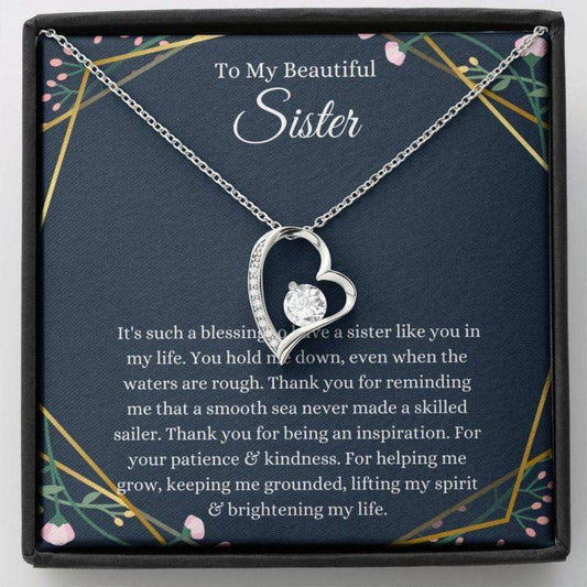 Sister Necklace, To My Beautiful Sister Necklace Gift, Christmas Birthday Gift To Little Sister Big Sister Gifts For Friend Rakva