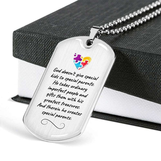 Son Dog Tag, Custom Autism Special Kids Dog Tag Military Chain Necklace Silver Necklace Dog Tag Gifts For Son Rakva