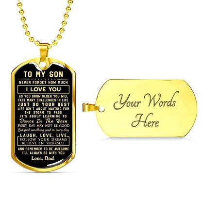 Son Dog Tag, Custom Dog Tag Military Chain Necklace Gift For Son Follow Your Dreams Dog Tag Rakva