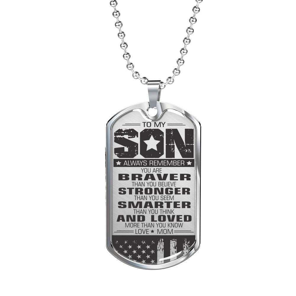 Son Dog Tag, Custom Dog Tag Military Chain Necklace Mom Giving Son You’Re Smarter Than You Think Dog Tag Gifts For Son Rakva