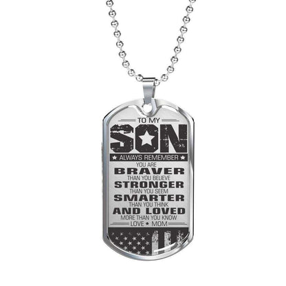 Son Dog Tag, Custom Dog Tag Military Chain Necklace Mom Giving Son You’Re Smarter Than You Think Dog Tag Gifts For Son Rakva