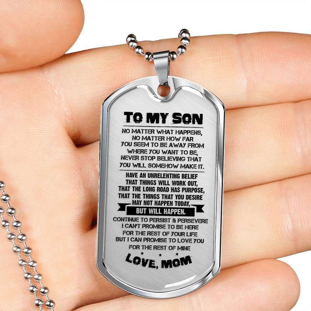 Son Dog Tag, Custom Gift For Son Dog Tag Military Chain Necklace I Promise To Love You Dog Tag Gifts For Son Rakva
