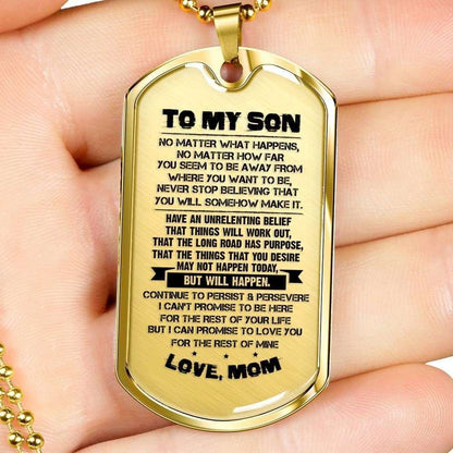 Son Dog Tag, Custom Gift For Son Dog Tag Military Chain Necklace I Promise To Love You Dog Tag Gifts For Son Rakva
