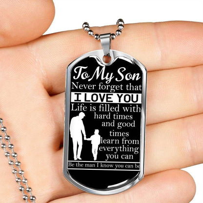 Son Dog Tag, Custom Learn From Everything You Can Dog Tag Military Chain Necklace For Son Dog Tag Gifts For Son Rakva
