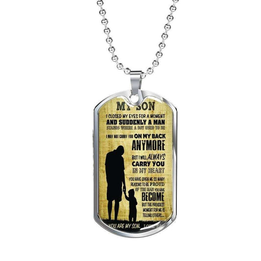 Son Dog Tag Custom Picture, Always Carry You In My Heart Dog Tag Necklace Gift For Son V1 Gifts For Son Rakva