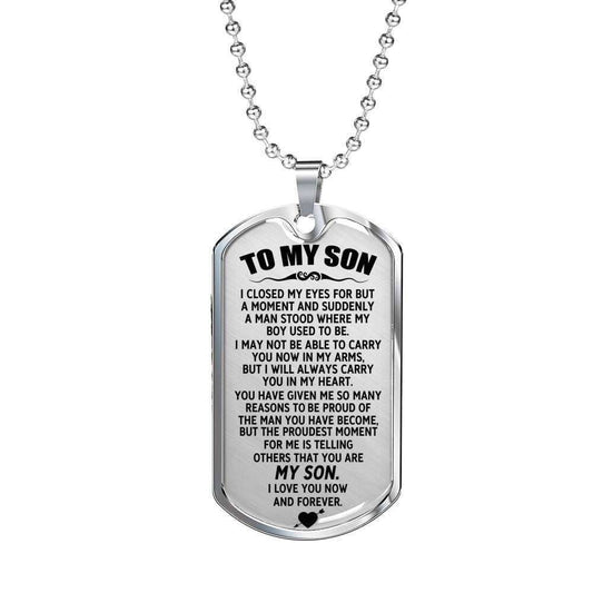 Son Dog Tag Custom Picture, Always Carry You In My Heart Dog Tag Necklace Gift For Son V2 Gifts For Son Rakva