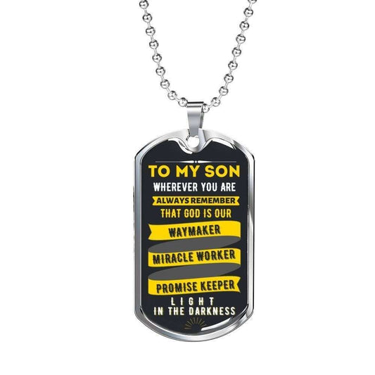 Son Dog Tag Custom Picture, Always Remember That God Is Our Waymaker Dog Tag Necklace For Son Gifts For Son Rakva