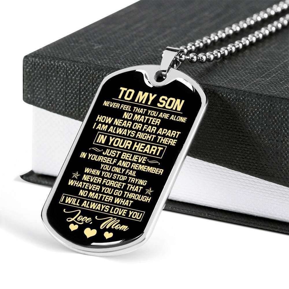 Son Dog Tag Custom Picture, Always Right There In Your Heart Dog Tag Necklace Gift For Son Gifts For Son Rakva