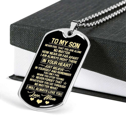 Son Dog Tag Custom Picture, Always Right There In Your Heart Dog Tag Necklace Gift For Son Gifts For Son Rakva
