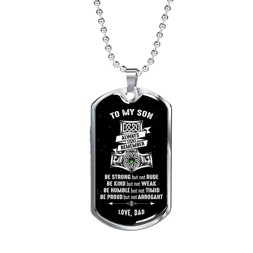 Son Dog Tag Custom Picture, Be Strong But Not Rude Dog Tag Necklace Gift For Son Gifts For Son Rakva
