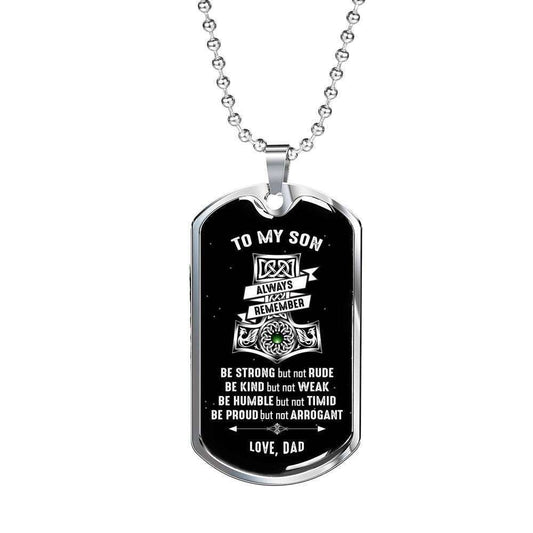 Son Dog Tag Custom Picture, Be Strong But Not Rude Dog Tag Necklace Gift For Son Gifts For Son Rakva