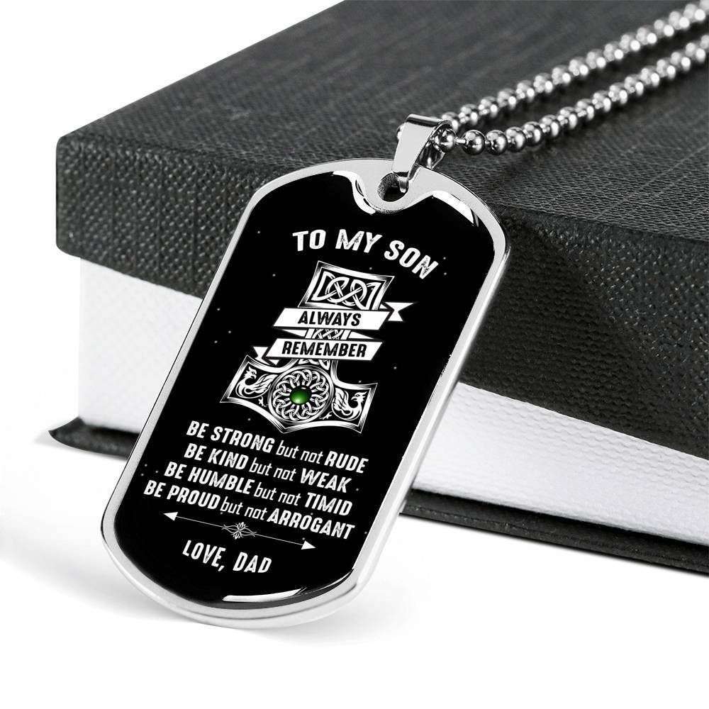 Son Dog Tag Custom Picture, Be Strong But Not Rude Dog Tag Necklace Gift For Son Gifts For Son Rakva