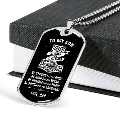 Son Dog Tag Custom Picture, Be Strong But Not Rude Dog Tag Necklace Gift For Son Gifts For Son Rakva