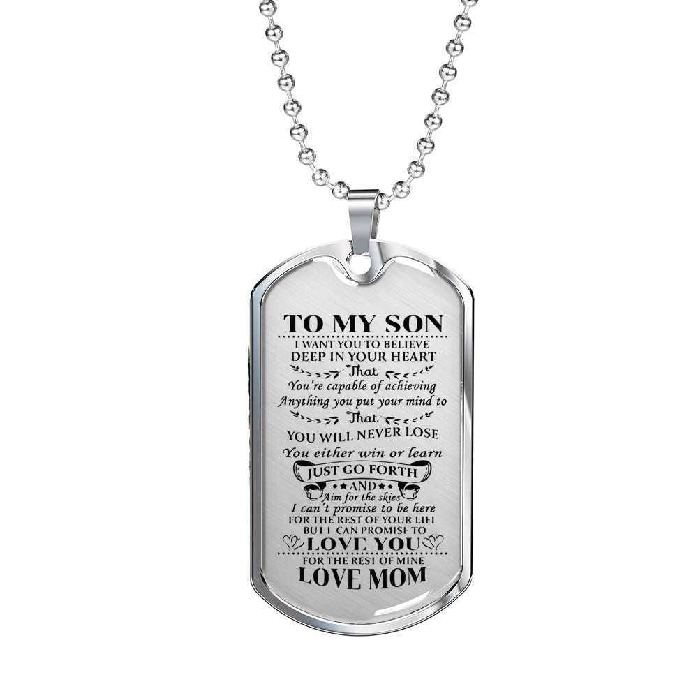 Son Dog Tag Custom Picture, Believe Deep In Your Heart Dog Tag Necklace For Son V2 Gifts For Son Rakva