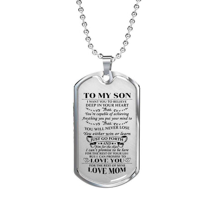 Son Dog Tag Custom Picture, Believe Deep In Your Heart Dog Tag Necklace For Son V2 Gifts For Son Rakva